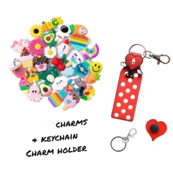 🆕 3ct Charms & 1 Keychain Charm Holder - Color &  Charms Random - Picture 6 of 12